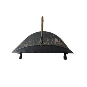 Vintage Brass Fireplace Log Holder Firewood W/ Handle & Claw Feet 21" x 17.5"